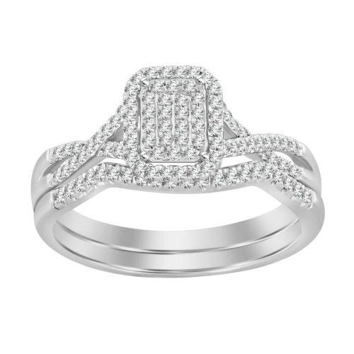 LADIES BRIDAL SET 0.25CT ROUND DIAMOND 10K WHITE GOLD 1 233491W