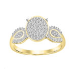 LADIES RING 0.35CT ROUND/BAGUETTE DIAMOND 10K YELLOW GOLD