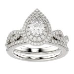 LADIES BRIDAL SET 1.15CT ROUND/PEAR DIAMOND 14K WHITE GOLD (SI QUALITY) 2 236944W