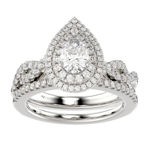 LADIES BRIDAL SET 1.15CT ROUND/PEAR DIAMOND 14K WHITE GOLD (SI QUALITY) 1 236944W