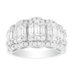 LADIES RING 2.00CT ROUND/BAGUETTE DIAMOND 14K WHITE GOLD 2 239267W