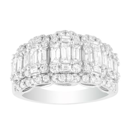 LADIES RING 2.00CT ROUND/BAGUETTE DIAMOND 14K WHITE GOLD 1 239267W