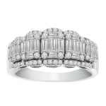 LADIES RING 1.00CT ROUND/BAGUETTE DIAMOND 14K WHITE GOLD 2 239406W