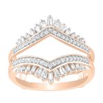 LADIES RING 0.50CT ROUND/BAGUETTE DIAMOND 14K ROSE GOLD 2 240748R