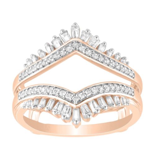 LADIES RING 0.50CT ROUND/BAGUETTE DIAMOND 14K ROSE GOLD 1 240748R