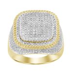 MEN'S RING 1.00CT ROUND DIAMOND 10K YELLOW GOLD 2 241016Y