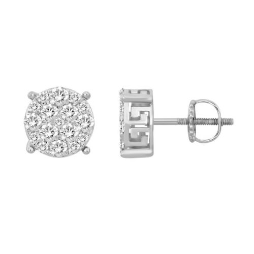 LADIES STUD EARRINGS 1.00CT ROUND DIAMOND 10K WHITE GOLD 1 243709W