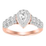 LADIES RING1.00CT PEAR/ROUND DIAMOND 14K ROSE GOLD 2 244188R