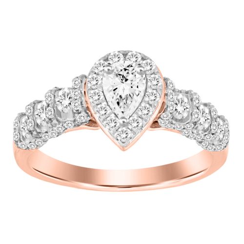 LADIES RING1.00CT PEAR/ROUND DIAMOND 14K ROSE GOLD 1 244188R