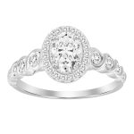 LADIES RING 1.00CT ROUND DIAMOND 14K WHITE GOLD (SI QUALITY) (CENTER STONE 0.50CT OVAL DIAMOND) 2 244214W A