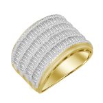 MEN'S RING 2.00CT ROUND/BAGUETTE DIAMOND 10K YELLOW GOLD 2 245002Y