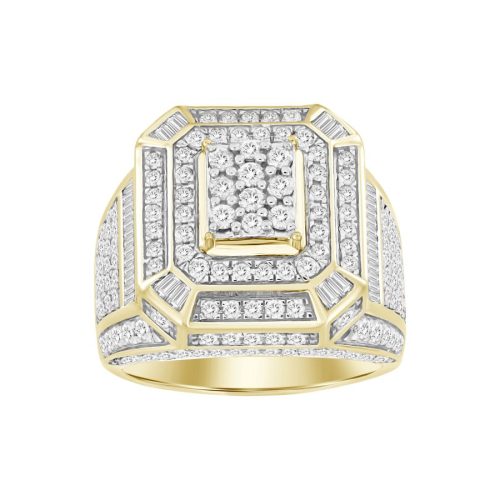 MEN'S RING 2.60CT ROUND/BAGUETTE DIAMOND 10K YELLOW GOLD 1 248164Y