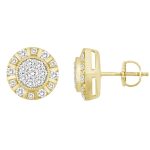 LADIES STUD EARRINGS 1.00CT ROUND DIAMOND 10K YELLOW GOLD 2 250767Y