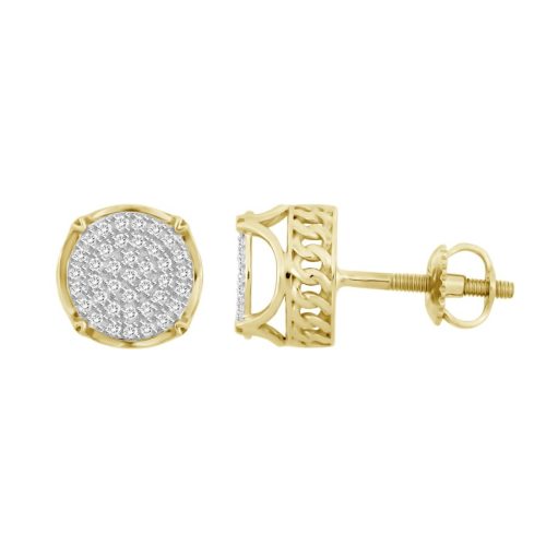 LADIES CUBAN EARRINGS 0.25CT ROUND DIAMOND 10K YELLOW GOLD 1 251460Y