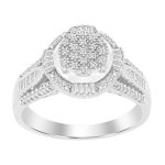 LADIES RING 0.25CT ROUND/BAGUETTE DIAMOND 10K WHITE GOLD 2 251968W