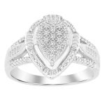LADIES RING 0.25CT ROUND/BAGUETTE DIAMOND 10K WHITE GOLD 2 251974W