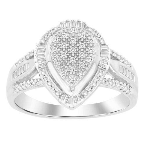LADIES RING 0.25CT ROUND/BAGUETTE DIAMOND 10K WHITE GOLD 1 251974W