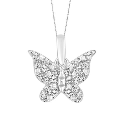 LADIES PENDANT WITH CHAIN 0.10CT ROUND DIAMOND 10K WHITE GOLD 1 252779W