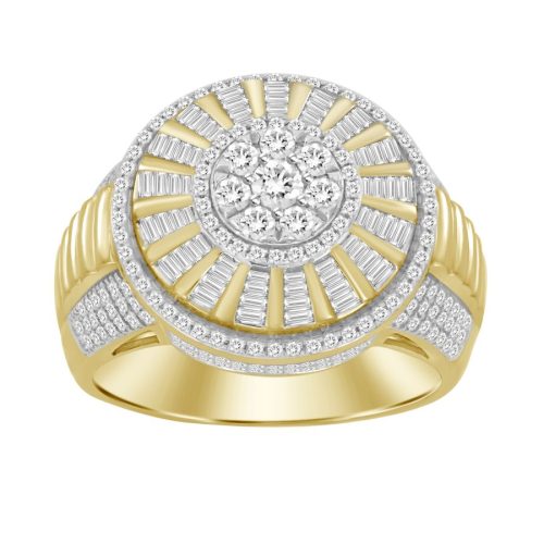 MEN'S RING 1.00CT ROUND/BAGUETTE DIAMOND 10K YELLOW GOLD 1 253031Y
