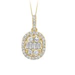 LADIES PENDANT WITH CHAIN 0.50CT ROUND/BAGUETTE DIAMOND 14K YELLOW GOLD 2 255804Y