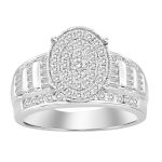 LADIES RING 1.00CT ROUND/BAGUETTE DIAMOND 10K WHITE GOLD 2 256388W
