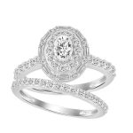 LADIES BRIDAL SET 1.25CT ROUND/BAGUETTE DIAMOND 14K WHITE GOLD (CENTER STONE 0.33CT OVAL DIAMOND) 2 257131W