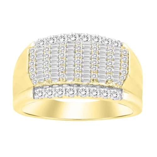 MEN'S BAND 1.00CT ROUND/BAGUETTE DIAMOND 10K YELLOW GOLD 1 257739Y