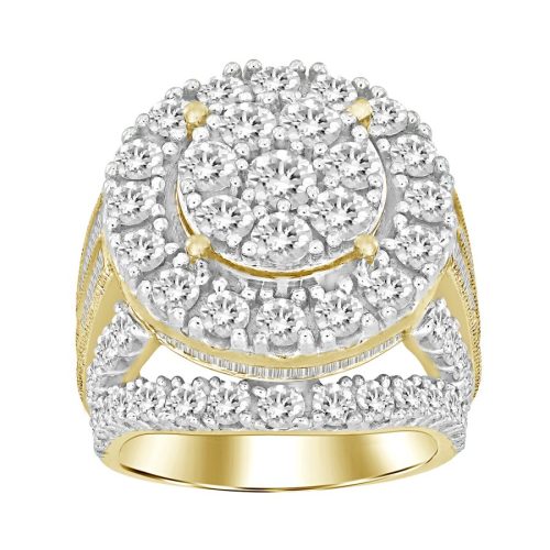 LADIES FASHION RING 5.00CT ROUND/BAGUETTE DIAMOND 10K YELLOW GOLD 1 258905Y