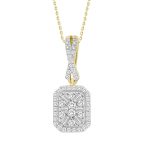 LADIES PENDANT WITH CHAIN 0.20CT ROUND/BAGUETTE DIAMOND 10K YELLOW GOLD 2 259186Y