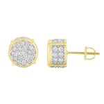 LADIES STUD EARRINGS 0.70CT ROUND DIAMOND 14K YELLOW GOLD 2 259456Y