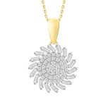 LADIES PENDANT WITH CHAIN 0.25CT ROUND/BAGUETTE DIAMOND 10K YELLOW GOLD 2 260408Y