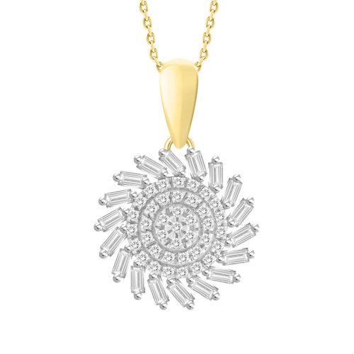 LADIES PENDANT WITH CHAIN 0.25CT ROUND/BAGUETTE DIAMOND 10K YELLOW GOLD 1 260408Y