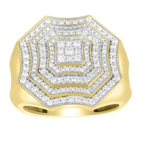MEN'S RING 1.00CT ROUND DIAMOND 14K YELLOW GOLD 1 265146Y
