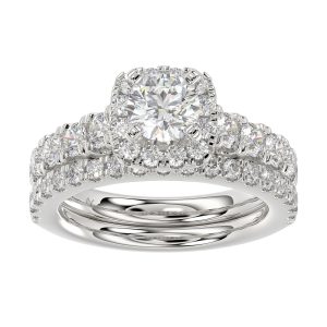 LADIES BRIDAL SET 2.30CT ROUND DIAMOND 14K WHITE GOLD (SI QUALITY) (CENTER STONE 0.75CT ROUND DIAMOND)