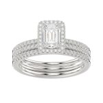 LADIES BRIDAL SET 1.50CT ROUND DIAMOND 14K WHITE GOLD (SI QUALITY) (CENTER STONE 0.75CT EMERALD DIAMOND) 2 272155W