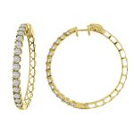 LADIES HOOP EARRINGS 2.00CT ROUND DIAMOND 10K YELLOW GOLD 2 273482Y