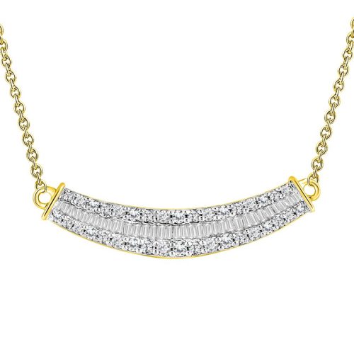 LADIES NECKLACE 0.50CT ROUND/BAGUETTE DIAMOND 14K YELLOW GOLD (SI QUALITY) 1 273556Y A