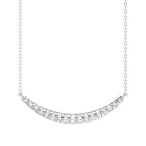 LADIES NECKLACE 0.33CT ROUND/BAGUETTE DIAMOND 14K WHITE GOLD