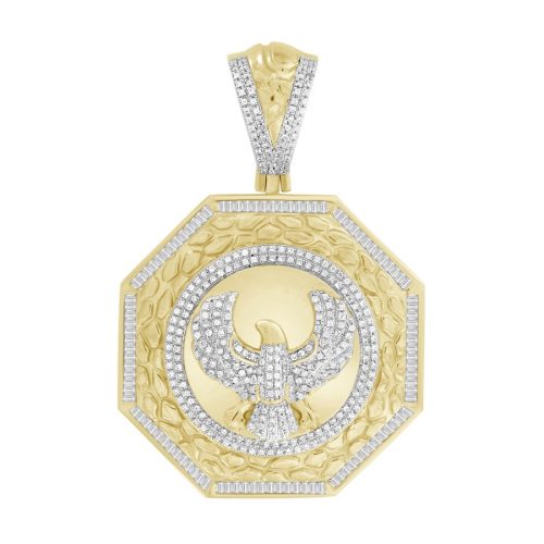 MEN'S CHARM 1.00CT ROUND/BAGUETTE DIAMOND 10K YELLOW GOLD 1 274218Y