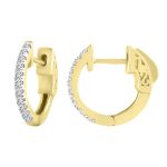 LADIES HOOP EARRINGS 0.25CT ROUND DIAMOND 10K YELLOW GOLD 2 274379Y