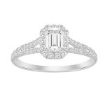 LADIES RING 1.00CT ROUND/BAGUETTE DIAMOND 14K WHITE GOLD (SI QUALITY) (CENTER STONE 0.50CT EMERALD DIAMOND) 2 276626W A
