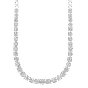LADIES NECKLACE 4.00CT ROUND/BAGUETTE DIAMOND 14K WHITE GOLD