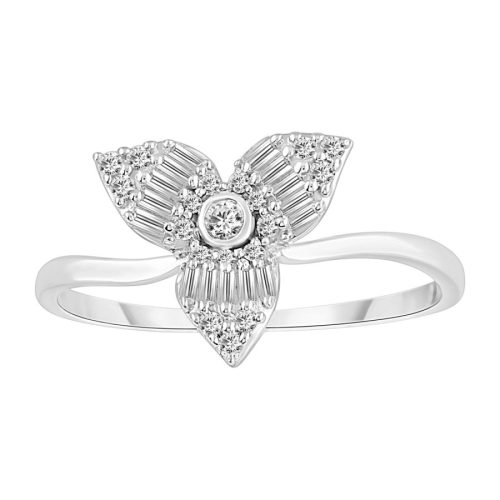 LADIES RING 0.25CT ROUND/BAGUETTE DIAMOND 10K WHITE GOLD 1 283949W