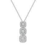 LADIES PENDANT WITH CHAIN 1.00CT ROUND/BAGUETTE DIAMOND 10K WHITE GOLD 2 287098W