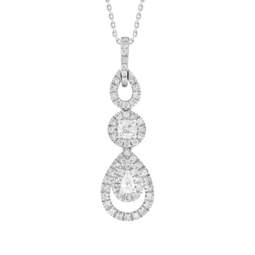 LADIES PENDANT 0.75CT ROUND/PEAR DIAMOND 14K WHITE GOLD 1 288396W