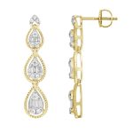 LADIES EARRINGS 0.50CT ROUND/BAGUETTE DIAMOND 14K YELLOW GOLD(SI QUALITY) 2 288591Y