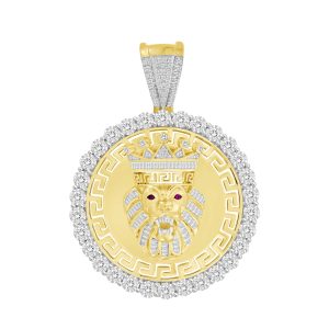 MEN'S CHARM 1.00CT ROUND/BAGUETTE DIAMOND 10K YELLOW GOLD
