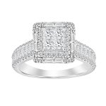 LADIES RING 1.50CT ROUND/PRINCESS/BAGUETTE DIAMOND 14K WHITE GOLD 2 291647W