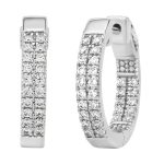LADIES IN/OUT HOOP EARRINGS 1.00CT ROUND DIAMOND 14K WHITE GOLD (SI QUALITY) 2 291930W A