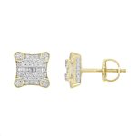 LADIES EARRING 0.25CT ROUND/BAGUETTE DIAMOND 10K YELLOW GOLD 2 293138Y